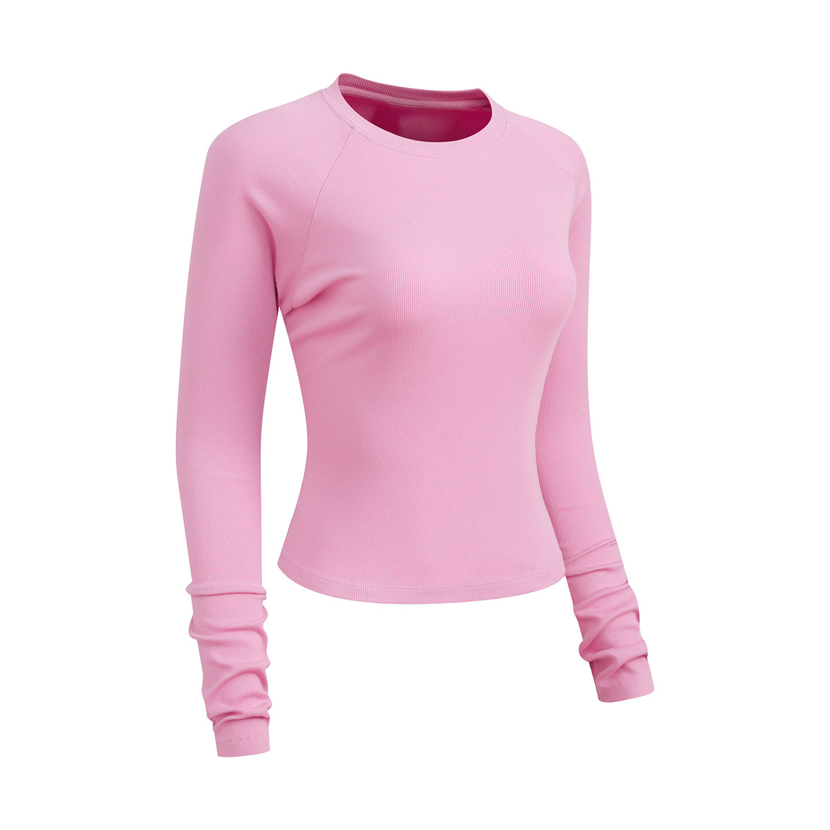 Crew-Neck Long Sleeve Ribbed Top