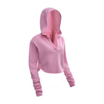 Ruched Waist Cotton Cropped Hoodie