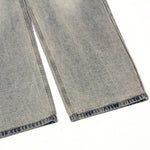 Light Wash Faded Wide-Leg Denim Pants