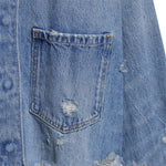 Raw Hem Cropped Ripped Denim Jacket