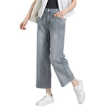 Risen Jeans Straight-Leg Washed Ankle Jeans