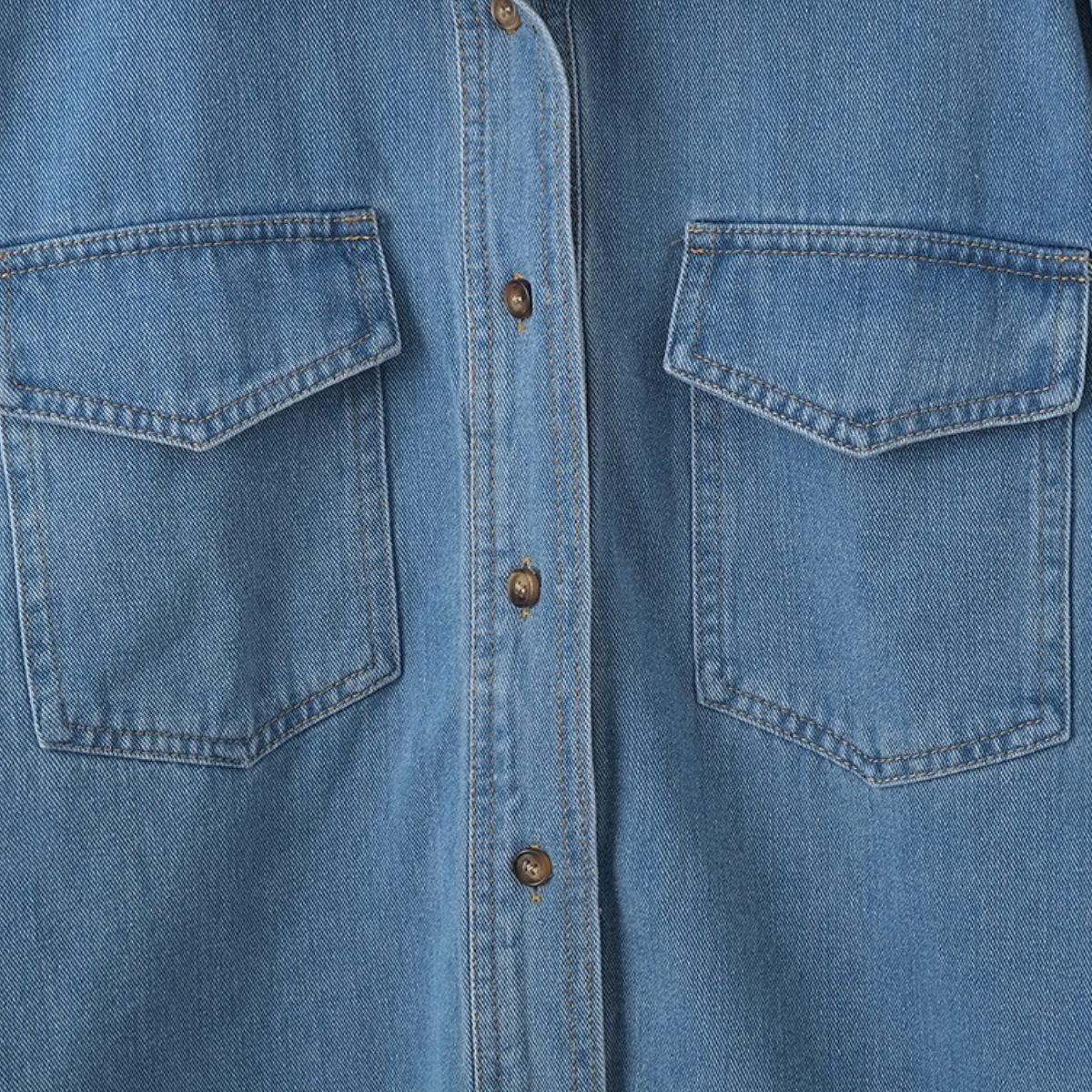 Women's Long-sleeved Casual Denim Straight Shirt