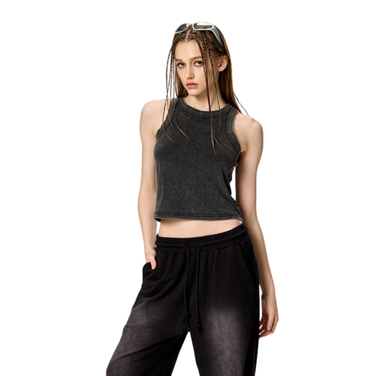 Stone Wash Slim Fit Crop Tank 320gsm