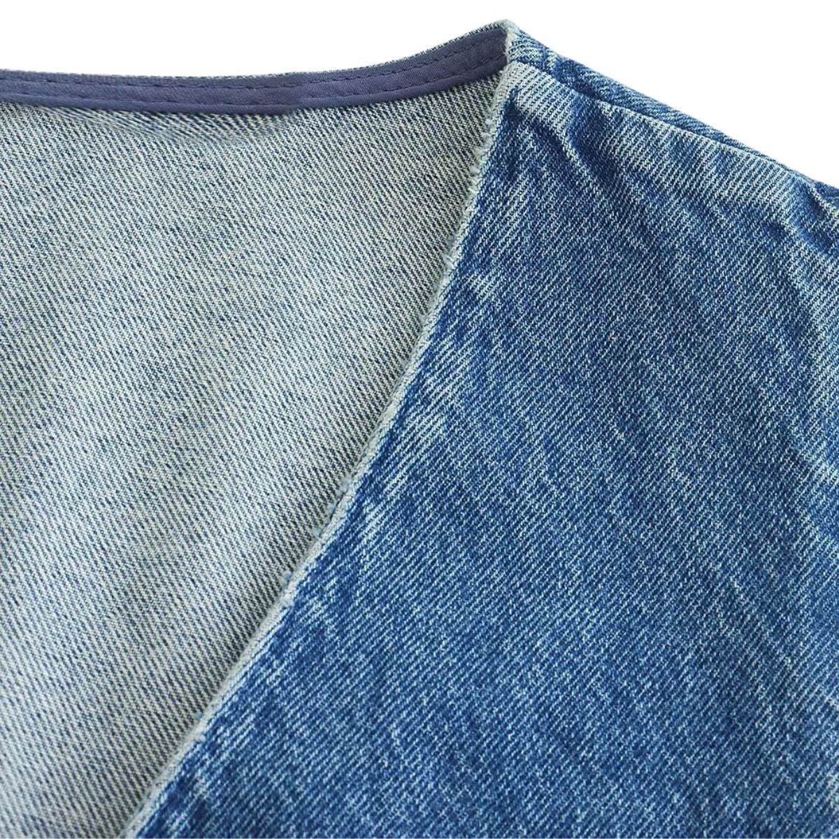 Classic Blue Button-Front Denim Vest