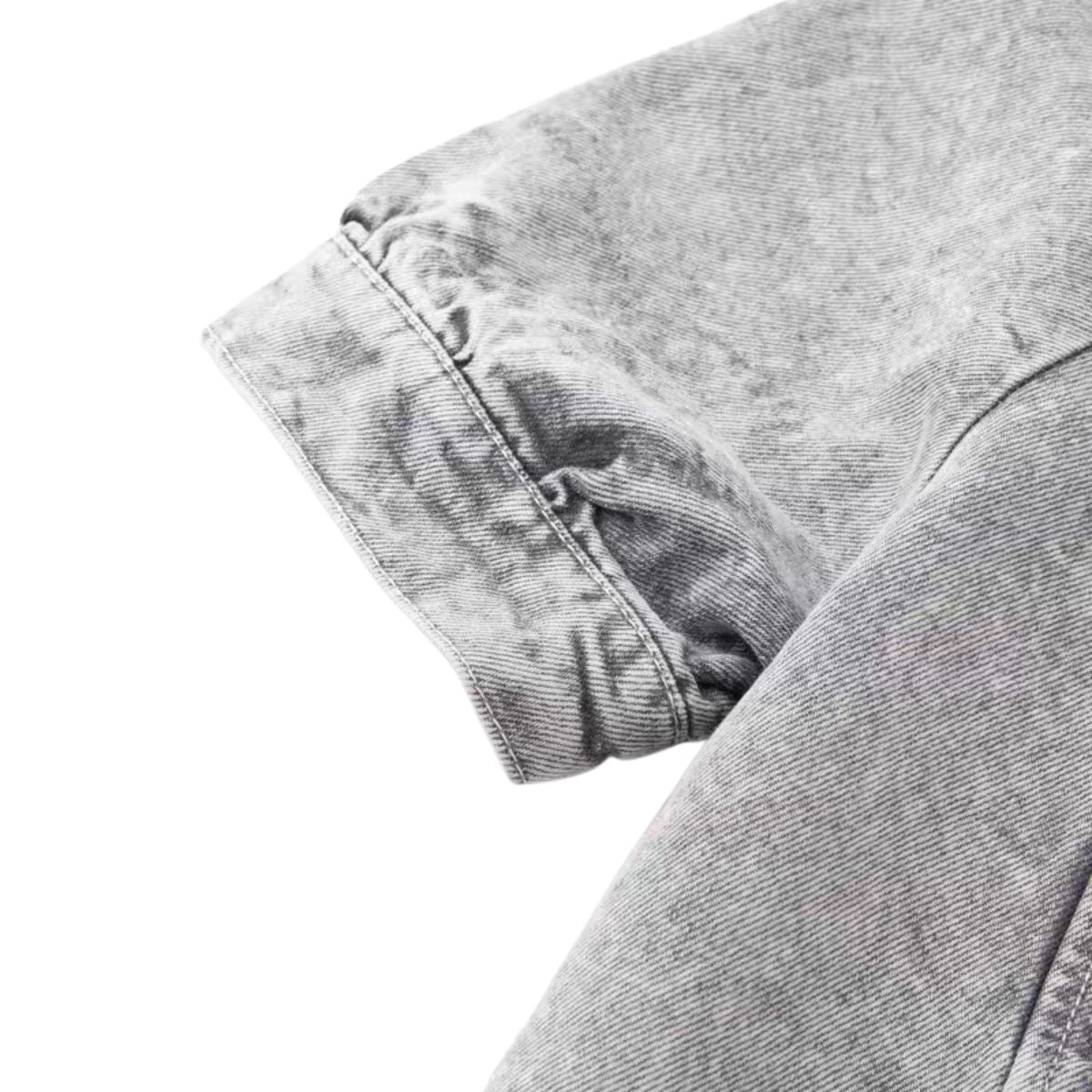 Short-Sleeve Boxy Cropped Denim Jacket