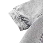 Short-Sleeve Boxy Cropped Denim Jacket