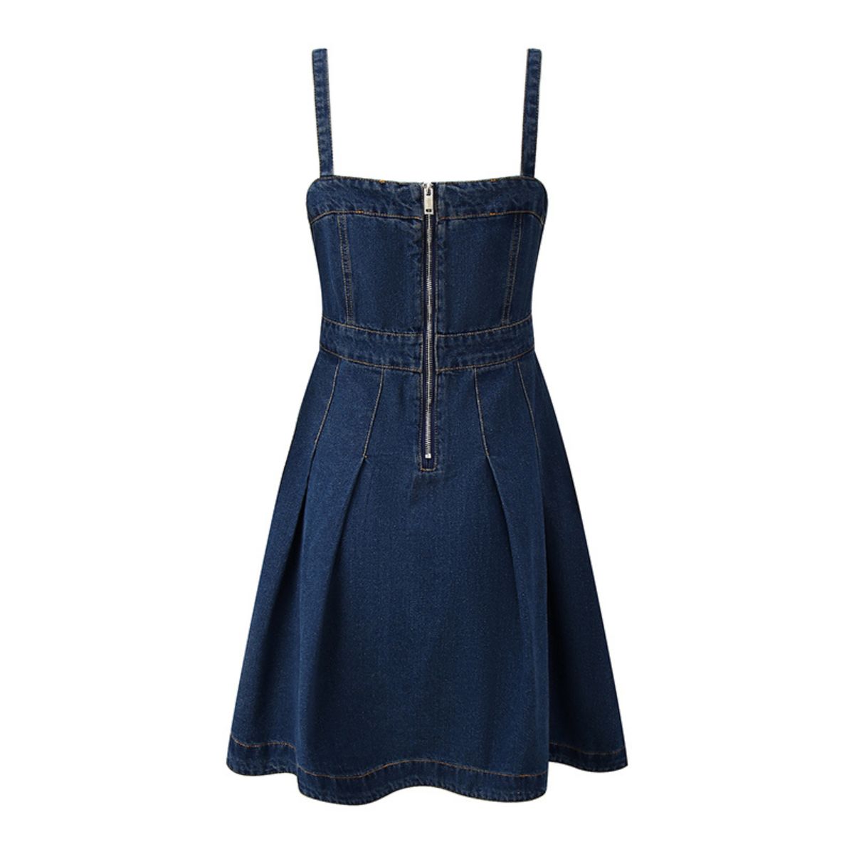 A-Line Sleeveless Denim Midi Dress