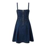 A-Line Sleeveless Denim Midi Dress
