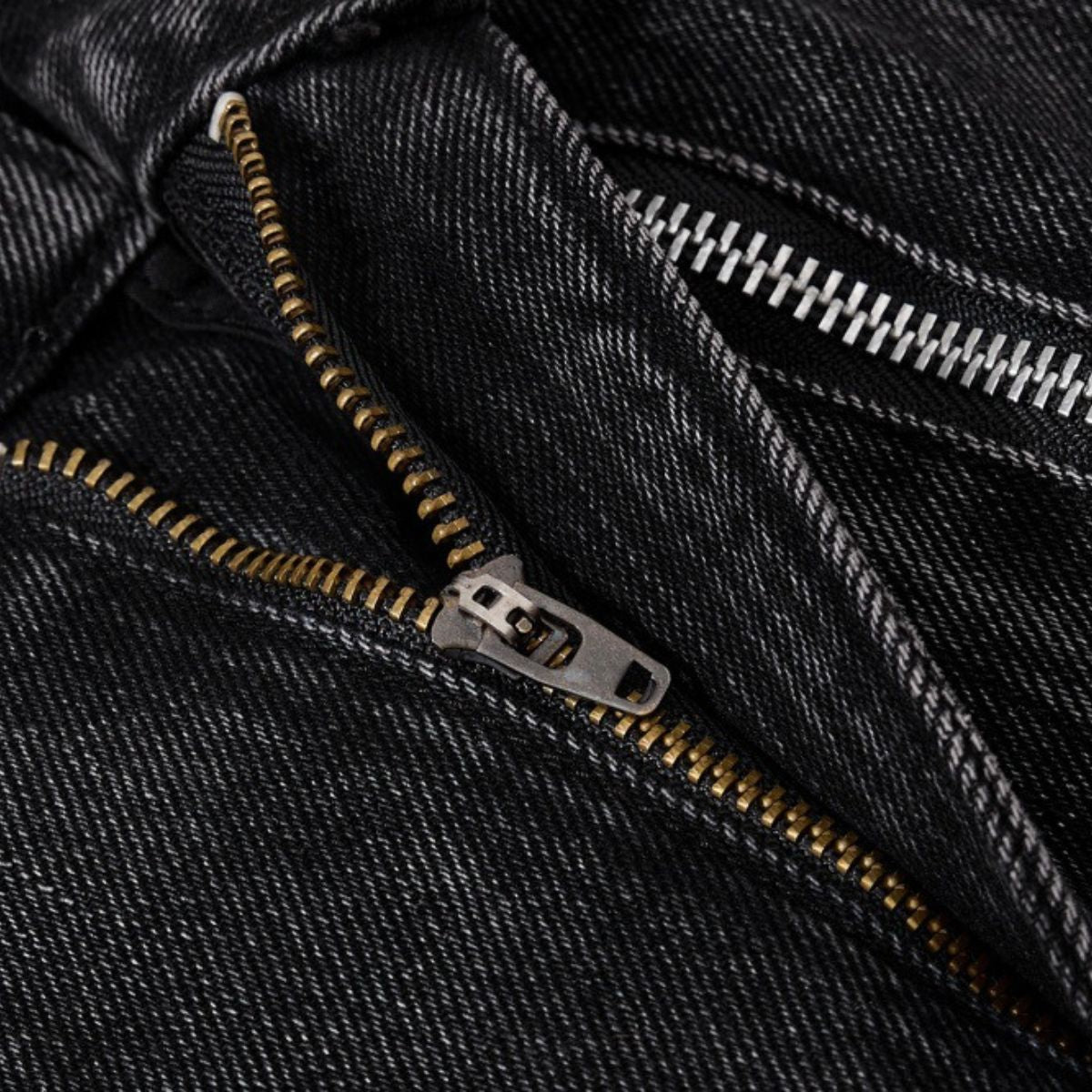 Men's American Street Washed Denim Pants Distressed Loose Flare Zipper