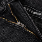 Men's Coated Curved Denim Pants Patchwork Pleated Loose Wide Leg