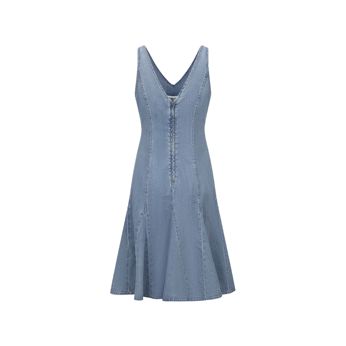 Light Wash V-Neck A-Line Denim Dress