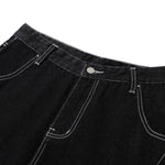 Raw Denim Deconstructed Wide Leg Denim Shorts