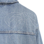 Rhinestone Bow Back Washed Denim Trucker Jacket