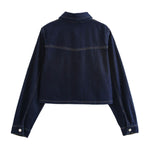 Button-Front Cropped Denim Shacket