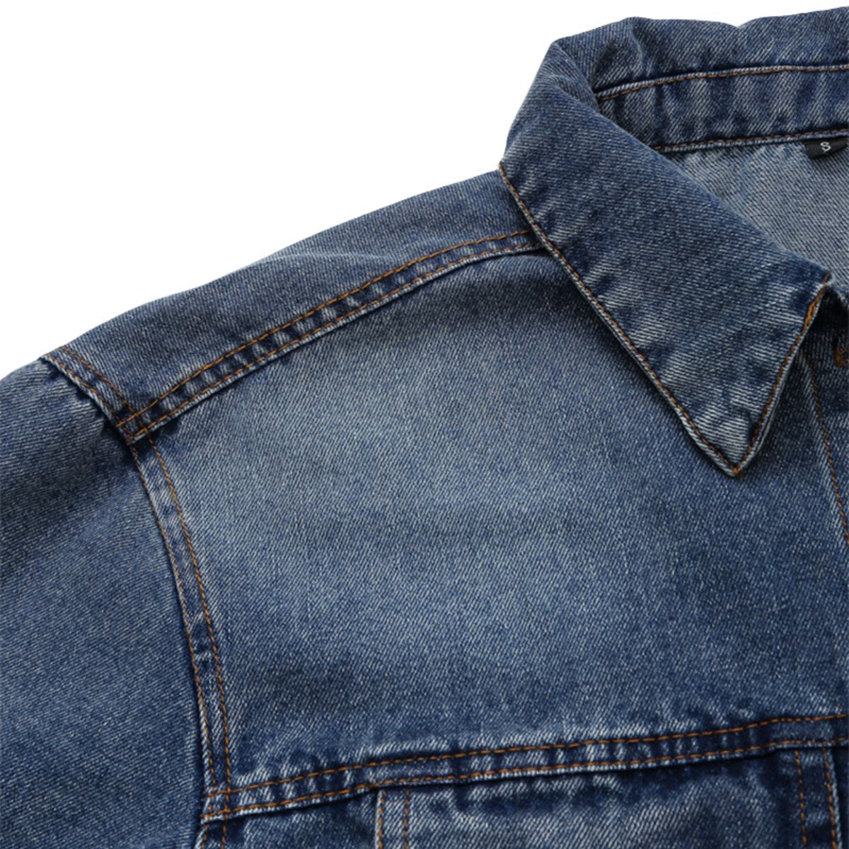 Cropped Raw Hem Washed Denim Jacket