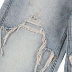 High Street Baggy Wide Leg Distressed Patchwork Denim Jeans