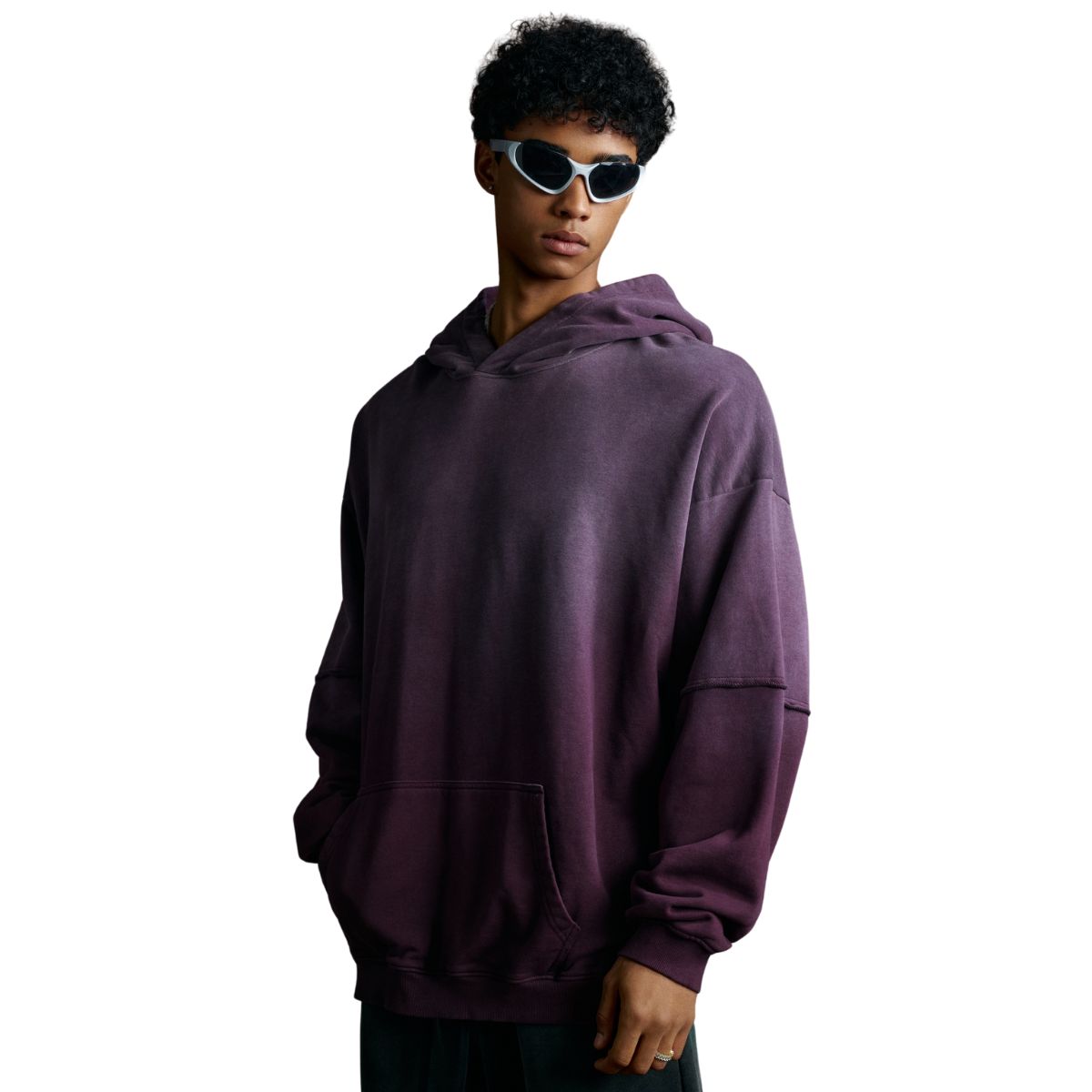Two-Layer Sleeve Ombre Faded Hoodie