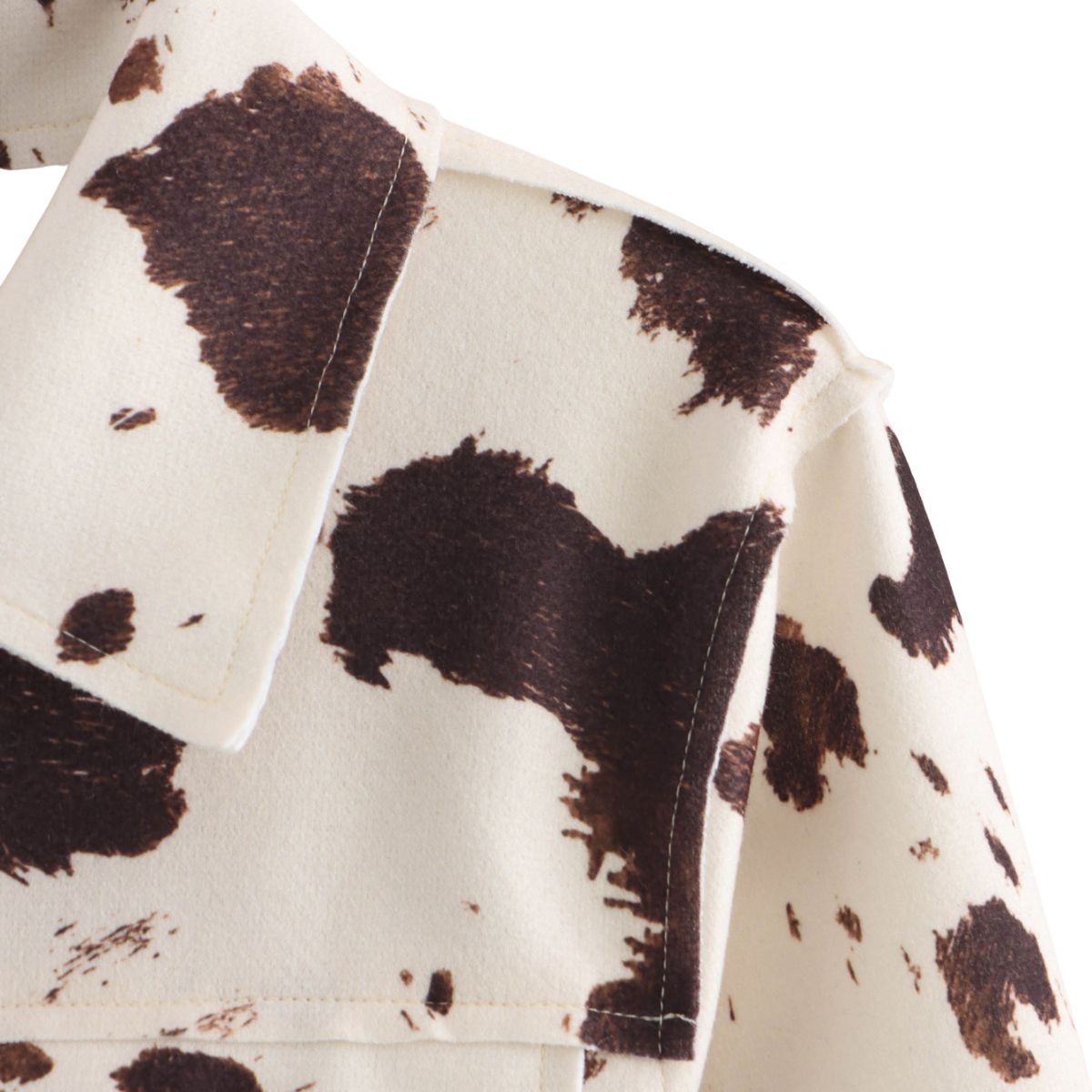Cow Printed Relaxed Denim Jacket