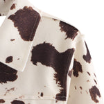 Cow Printed Relaxed Denim Jacket