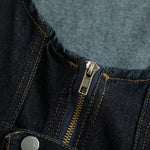 Unisex Black Zip-Up Denim Vest