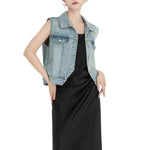 Relaxed Fit Button-Front Denim Vest