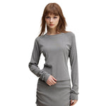 Crew-Neck Long Sleeve Ribbed Top