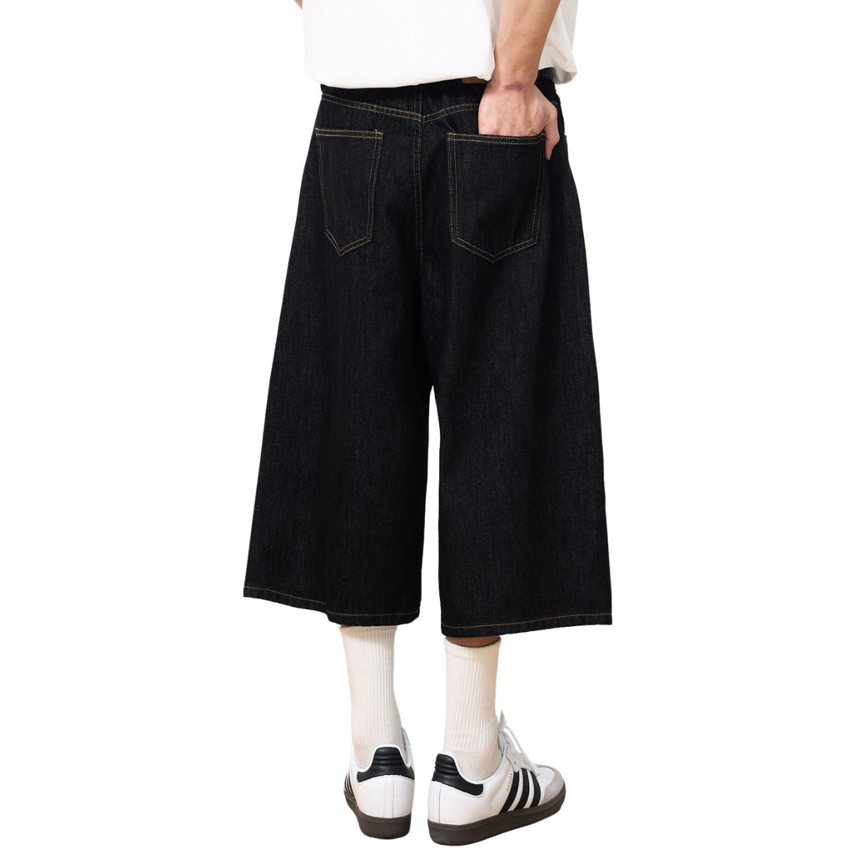 Black Selvedge Denim Cropped Pants