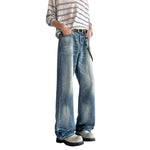 Vintage Stone Wash Relaxed Straight Leg Denim Jeans
