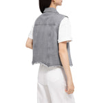 Gray Raw Hem Relaxed Denim Vest