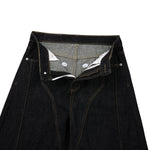 Raw Yellow-Stitch Wide-Leg Curved Baggy Denim Pants
