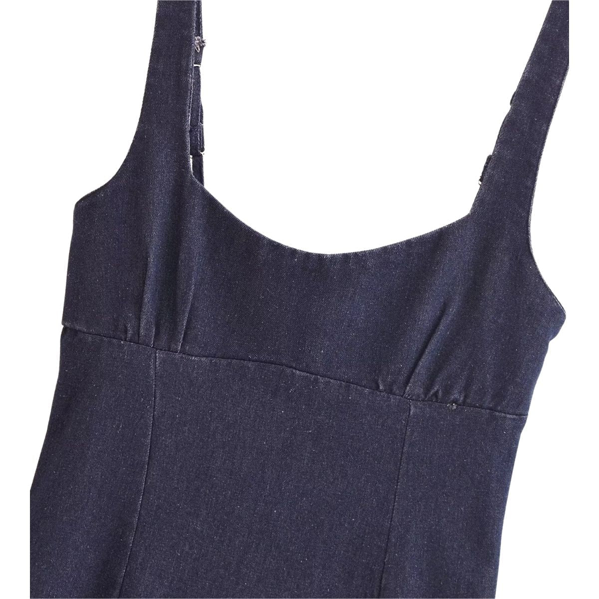 A-Line Strappy Denim Midi Dress