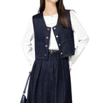 Women's Boxy Cropped Denim Vest