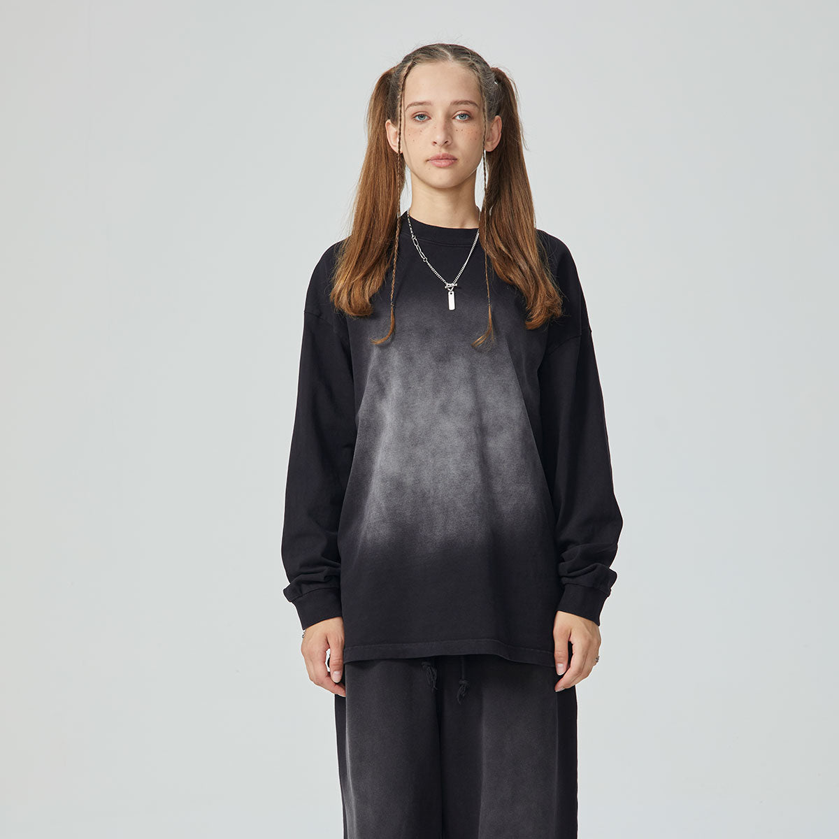 Stone-Washed Faded Cotton Sweatshirt 360gsm