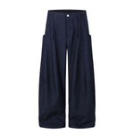 Draped Wide Leg Summer Suit Trousers with Deconstructed Panels