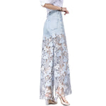 Rhinestones & Sequins Cut-Out Wide-Leg Jeans