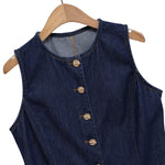 Women's Gold Button Denim Vest