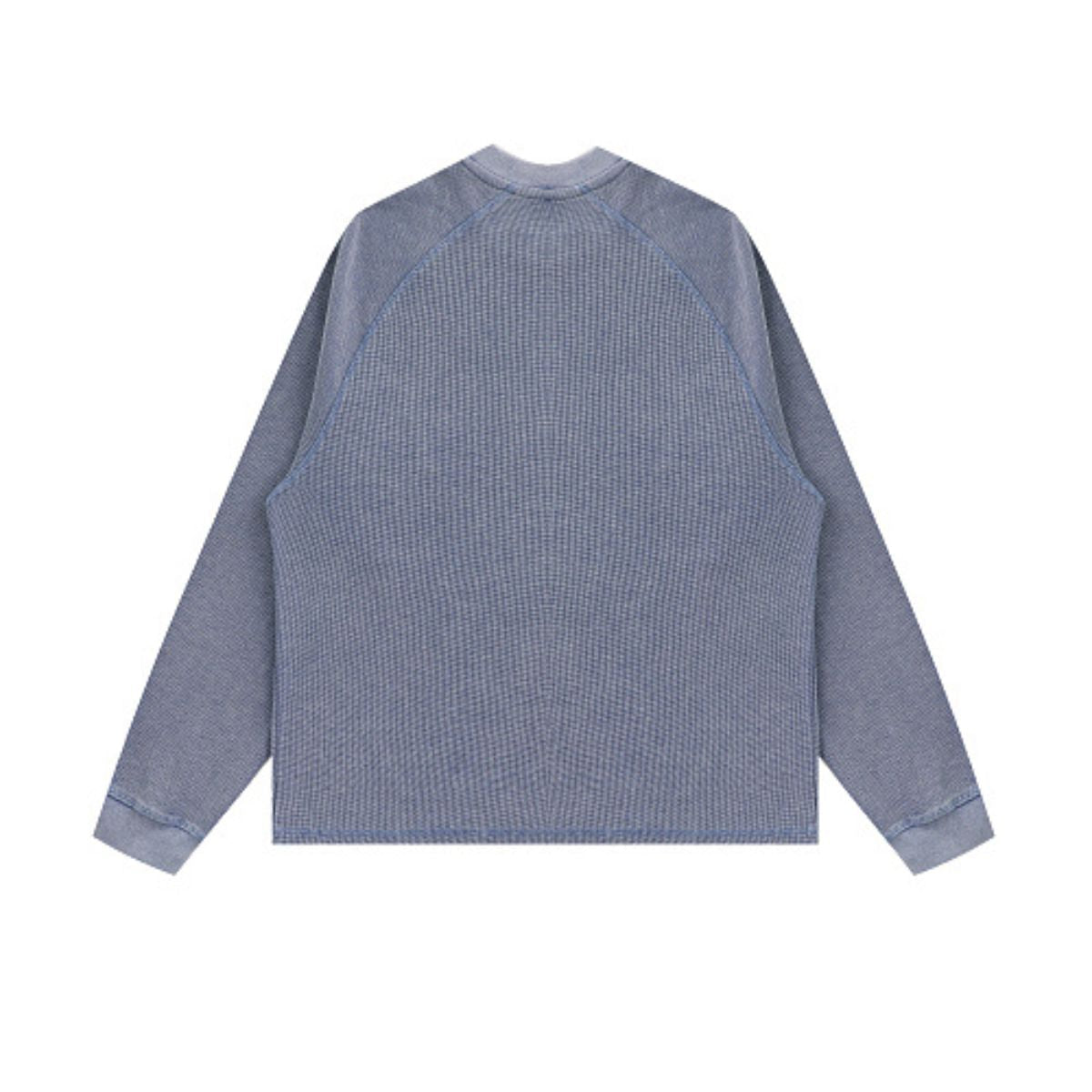 Washed Waffle Cotton Raglan Long Sleeve Tee 340G