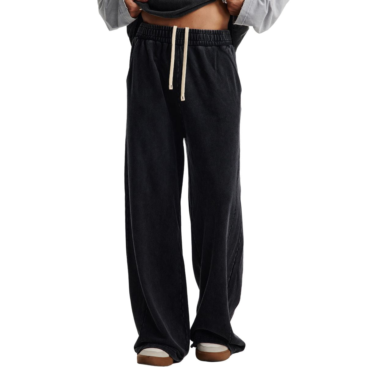 Vintage Washed Distressed Hem Sweatpants