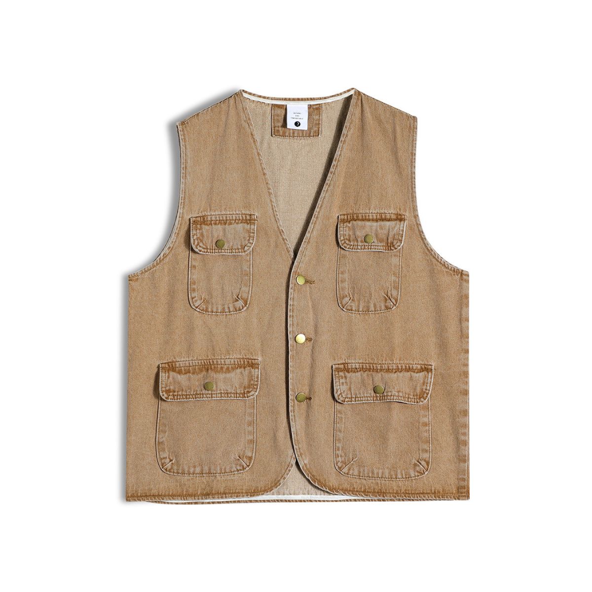 Relaxed Washed Denim Cargo Vest