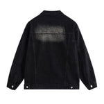 Unisex Retro Street style Distressed Washed Blue&yellow Mud-dyed Denim Jacket