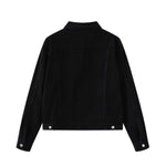 Unisex Commuter Workwear Style Single-breasted Lapel Straight Denim Jacket