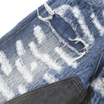 Smoke Rise Straight Leg Repaired & Distressed Patchwork Jeans
