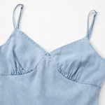 Light Blue Denim Spaghetti Strap A-Line Dress