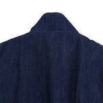 Zip-Front GatheredContrast Stripes Denim Jacket