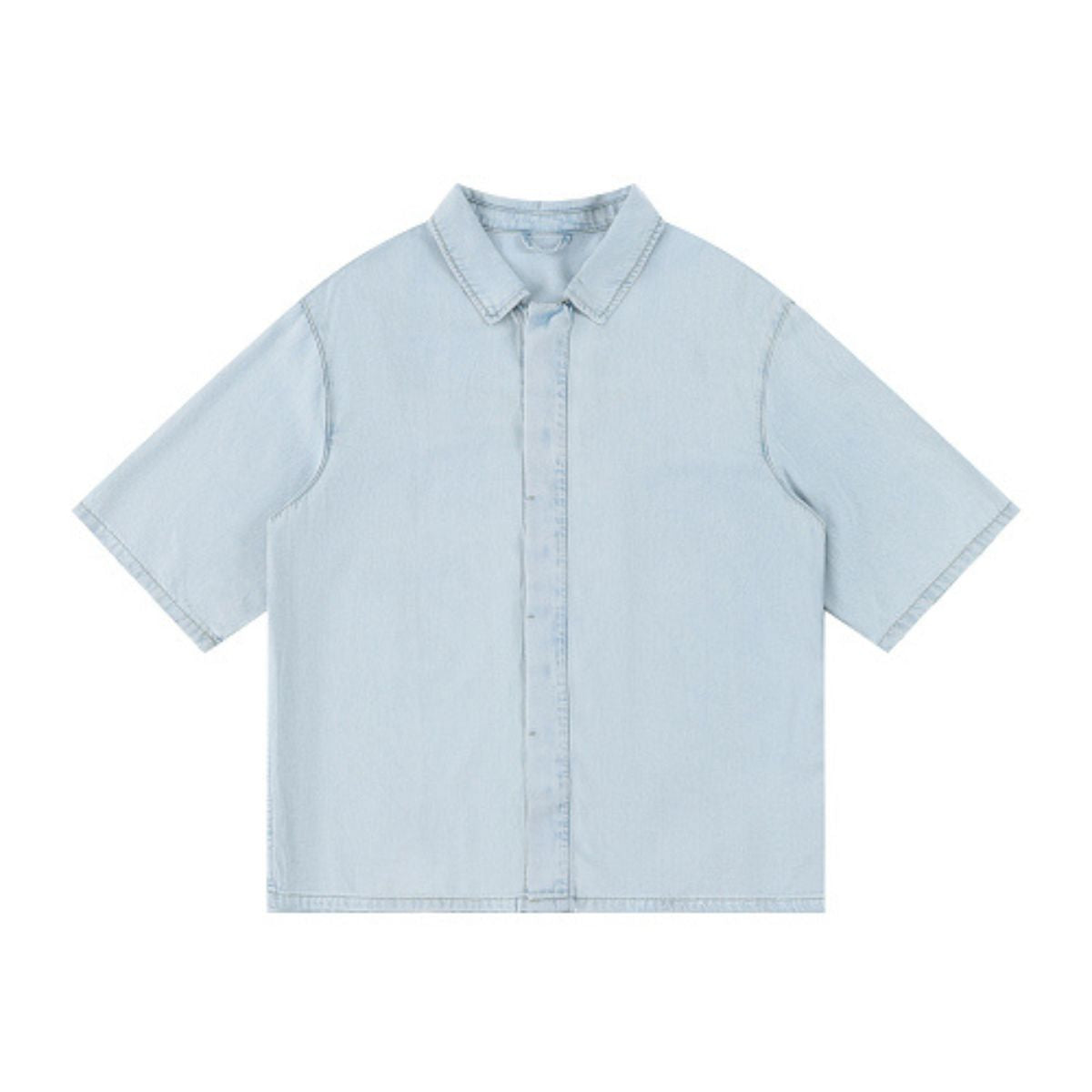 Cotton Washed Oversized Denim Collar Tee
