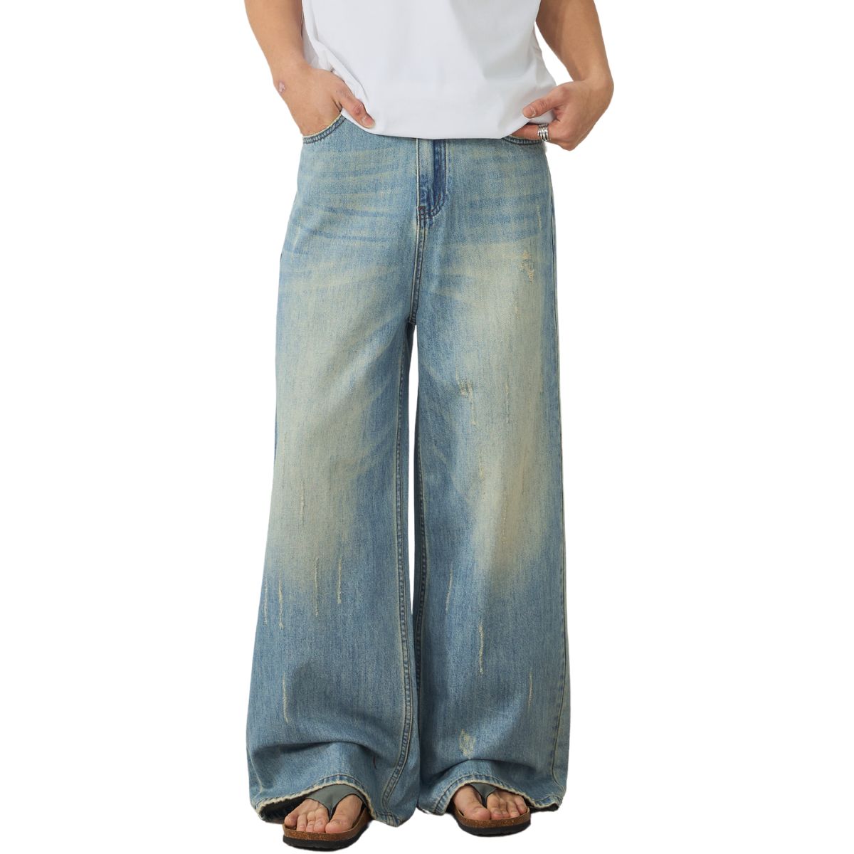 Oversized Faded Ripped Jeans