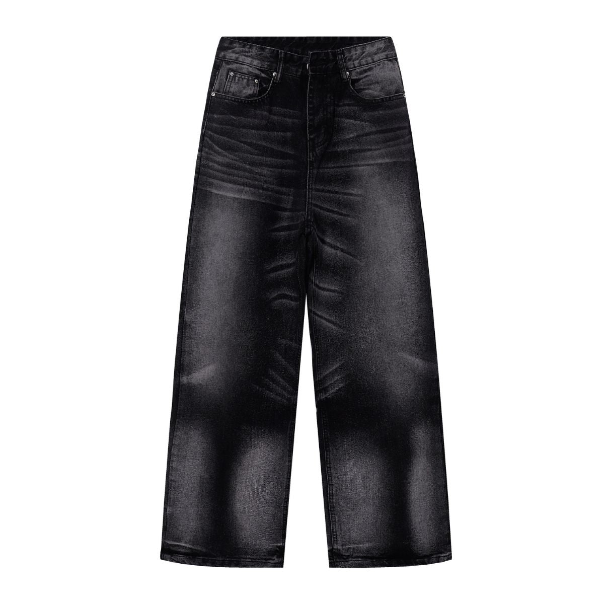 Heavy Wash High-Rise Straight Leg Jeans