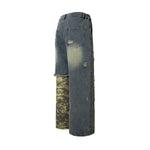Smoke Rise Camouflage Patchwork Ripped Jeans