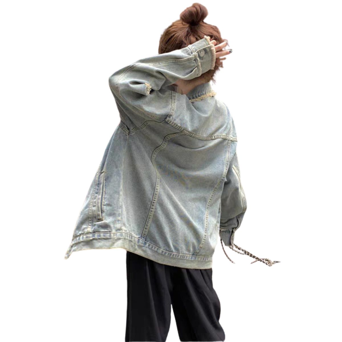 Baggy Fit Ripped Denim Jacket