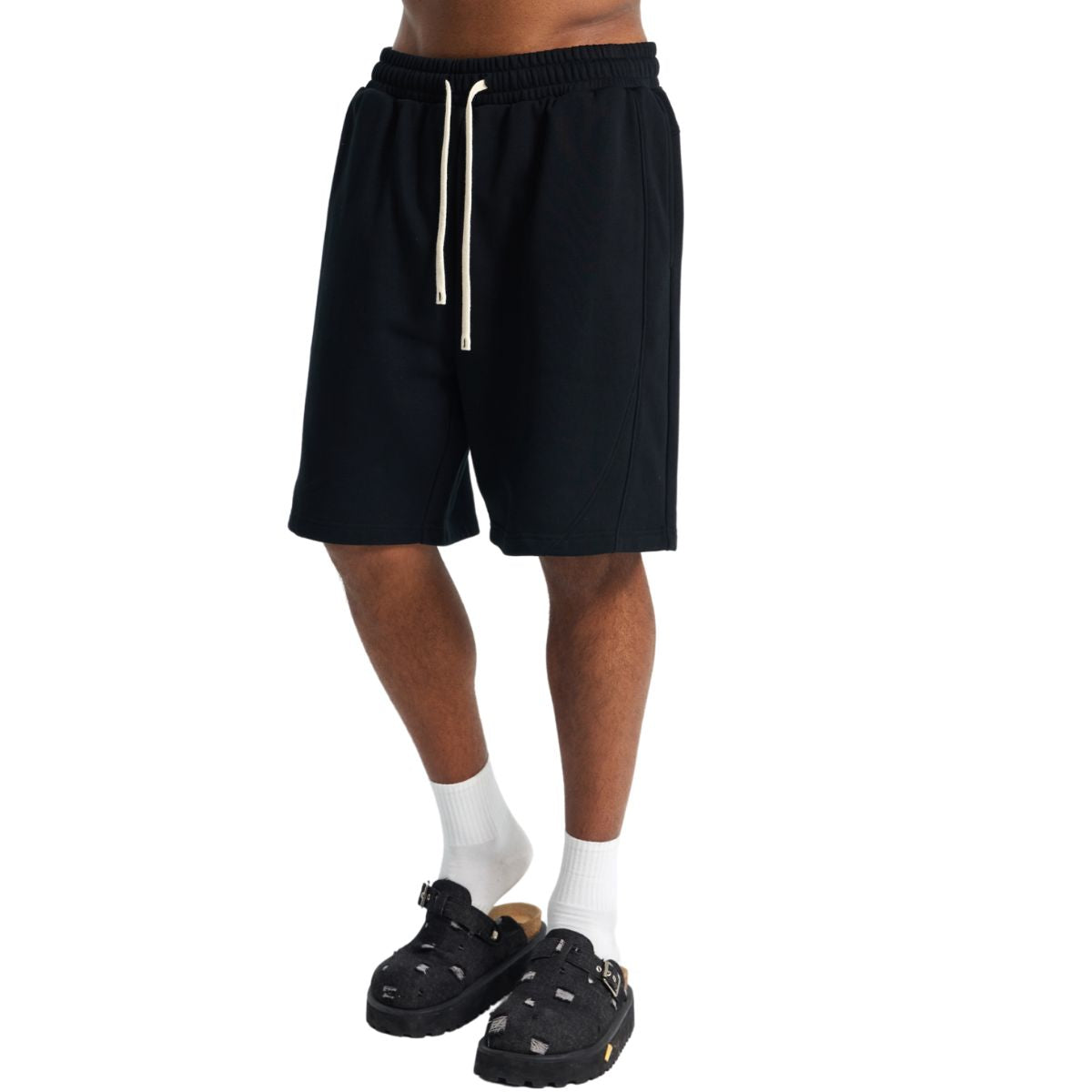 Pantalones cortos de patchwork de color liso